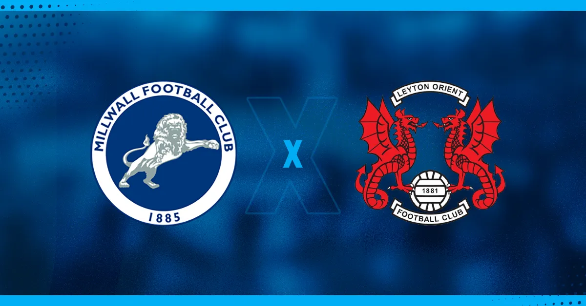 Escudos de Millwall e Leyton Orient, que se enfrentam pela Copa da Liga Inglesa.