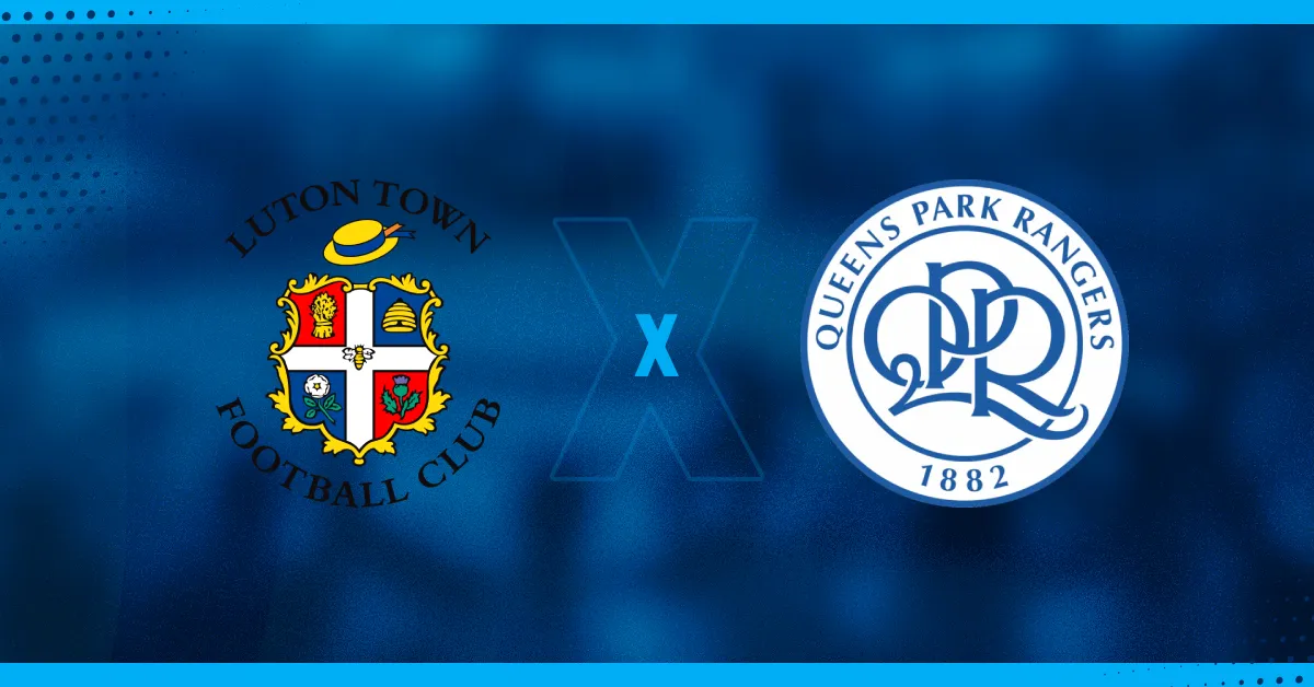 Escudos de Luton e QPR, que se enfrentam pelo Championship.