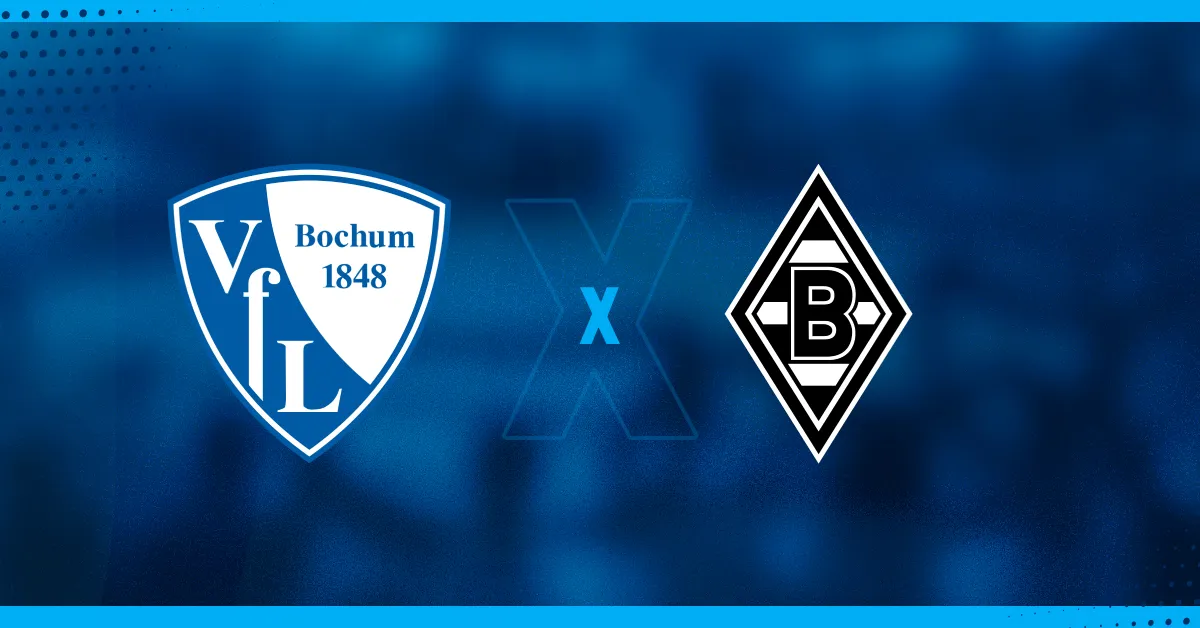 Escudos de Bochum e Mönchengladbach, que se enfrentam pela Bundesliga.