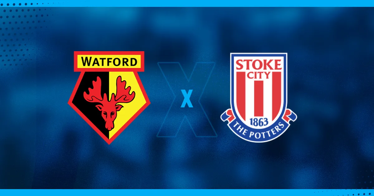 Escudos do Watford e Stoke que jogam pela Championship.