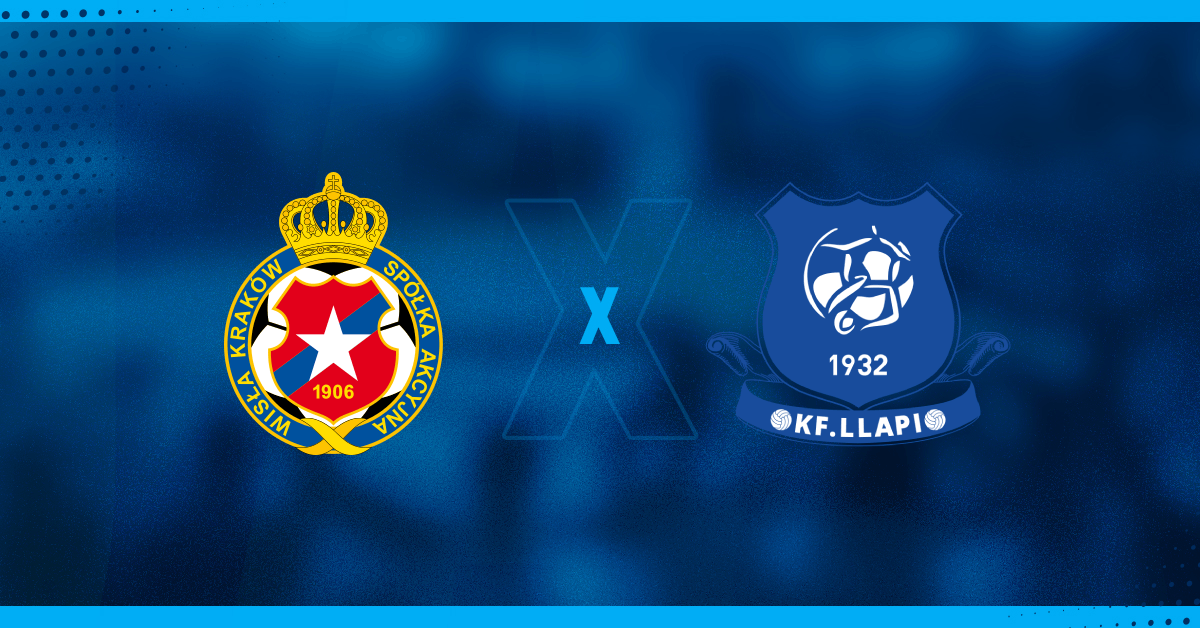 Escudos de Wisla (Pol) e KF Llapi (Kos), que se enfrentam hoje pela Europa League.