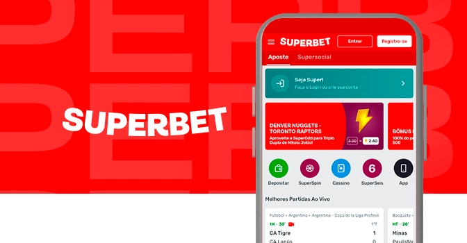 Imagem mostra smartphone aberto na página da Superbet