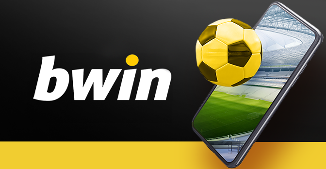 Imagem mostra bola saindo de um smartphone ao lado da logomarca da Bwin