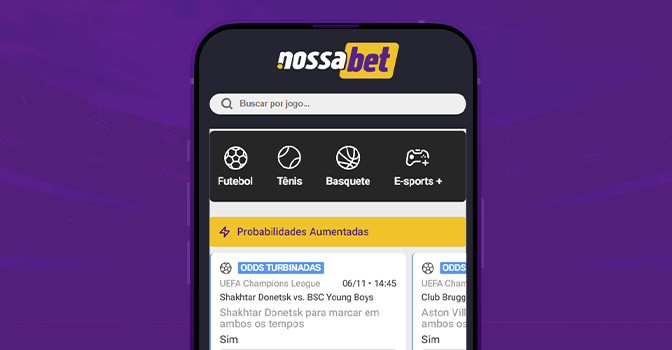 Imagem mostra celulare aberto na página de aposta da NossaBet