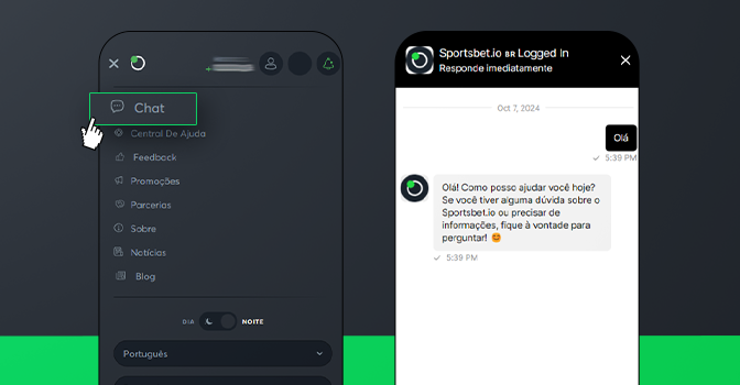 imagem mockup onde fica o chat sportsbet io