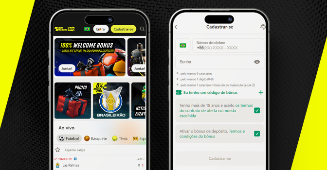 mockup mobile cadastro parimatch