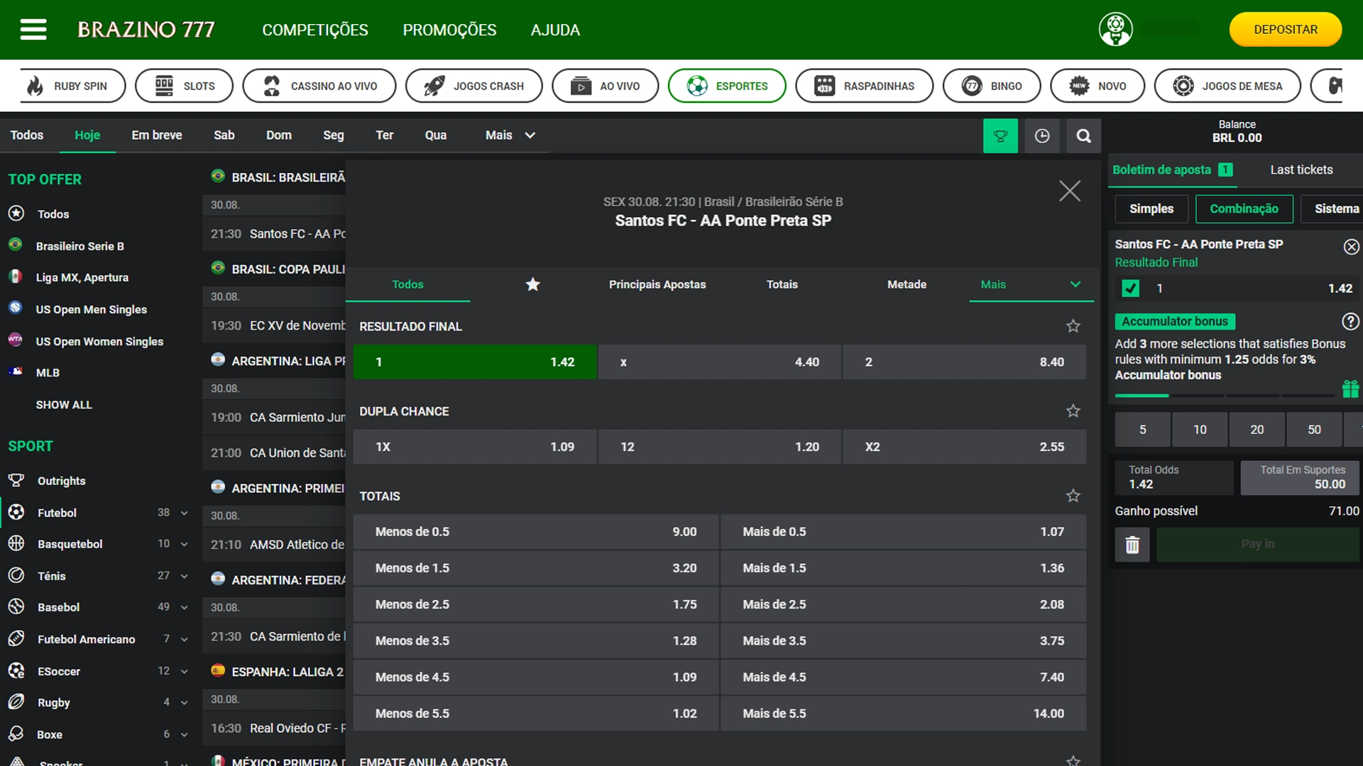 screenshot aposta apos cadastro brazino777