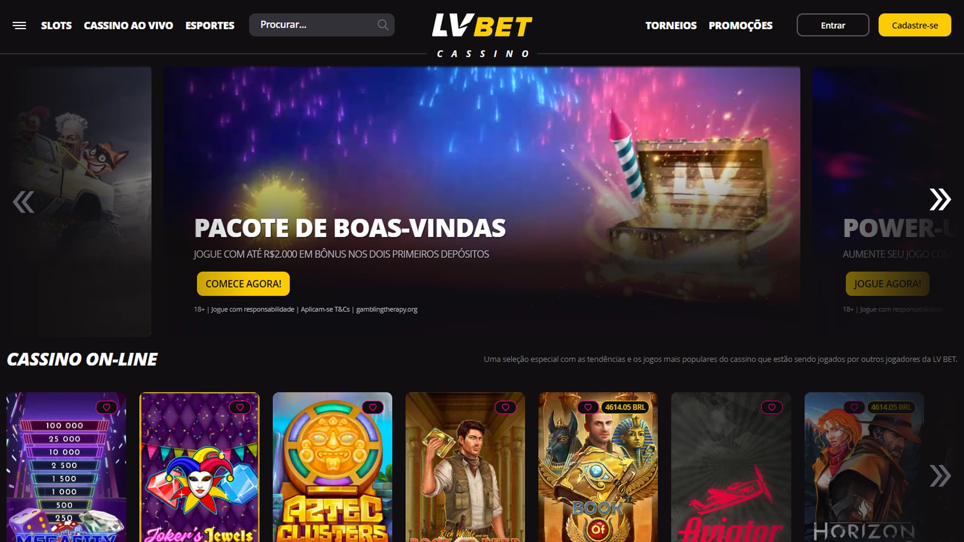 Print mostra página de cassino da LVBet