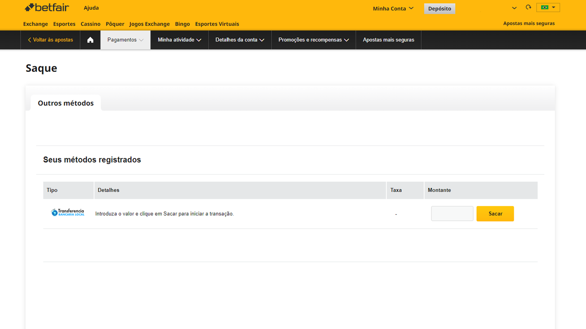 screenshot saque betfair