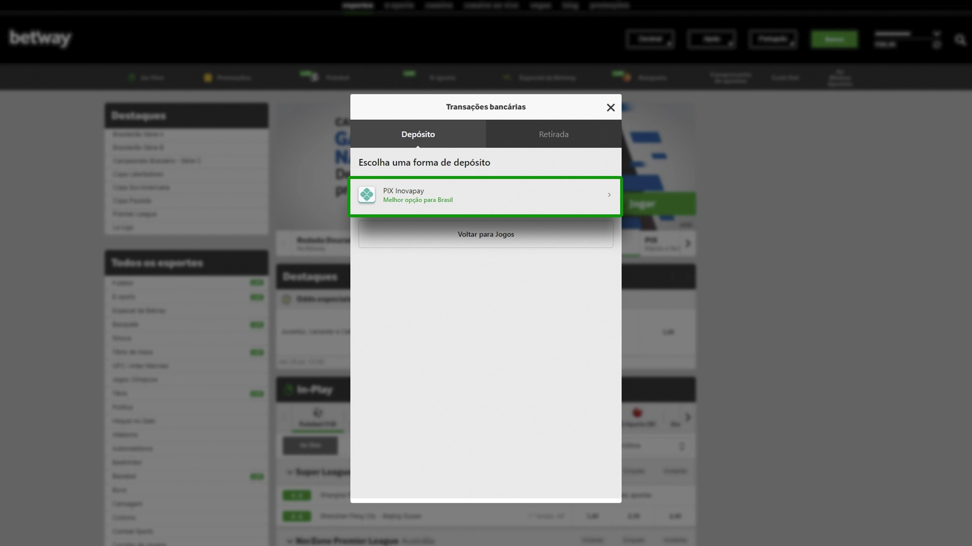 screenshot saque pix betway